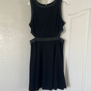 Black dress with leather detail